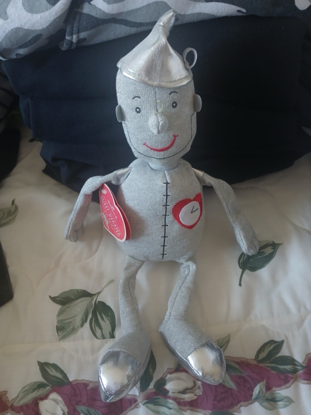 Hallmark Silver Tin Man Plush with Red Heart Detail